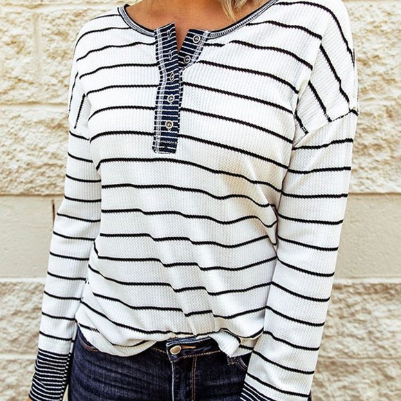 💜 New Stripped Ribbed Long-Sleeve Top - Picture 4 of 4